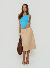 Raygan Faux Suede Midi Skirt Camel