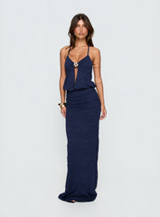 Sungold Halter Maxi Dress Navy