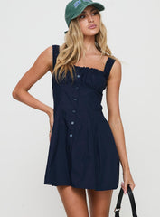 Wait For You Mini Dress Navy Tall