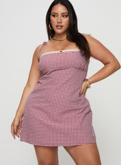 Burkes Mini Dress Red Check Curve