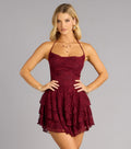 Flirt First Lace Tiered Skater Dress