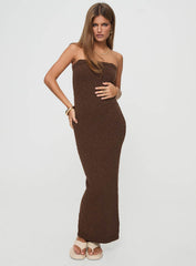 Cloud Strapless Boucle Maxi Dress Chocolate