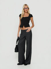 Charlissa Asymmetrical Button Top Black
