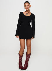 Best Interest Long Sleeve Mini Dress Black Tall