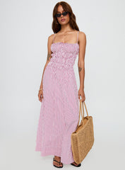 Loralei Shirred Maxi Dress Red Stripe
