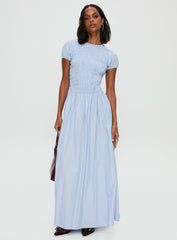 Wendelin Shirred Maxi Dress Blue Stripe