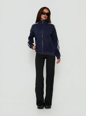 Keeran Funnel Neck Fleece Sweatshirt Navy / White