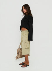 Harleah Wide Cargo Fleece Shorts Khaki