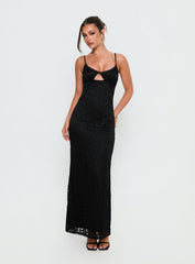 Alannis Lace Maxi Dress Black