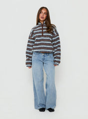 Quinee Polar Fleece Sweatshirt Brown / Blue Multi