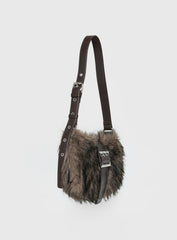 Elliot Faux Fur Shoulder Bag Brown