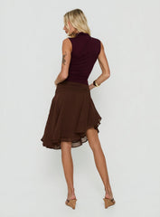 Evanescence Asymmetrical Midi Skirt Chocolate
