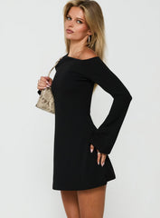 Adrietta Long Sleeve Off Shoulder Mini Dress Black