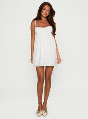 Marliene Broiderie Mini Dress White