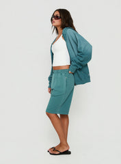 Fleece Baggy Jort Washed Teal