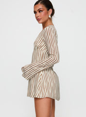 The Good Life Mini Dress Brown / White Stripe