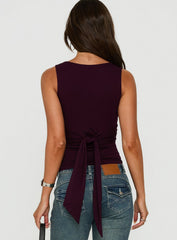 Madelon Sleeveless Wrap Top Plum