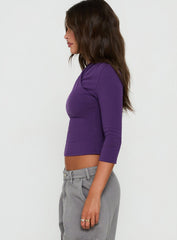 Georgiette 3/4 Sleeve Wrap Top Purple