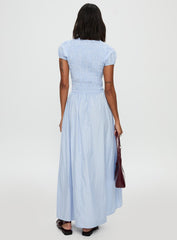 Wendelin Shirred Maxi Dress Blue Stripe