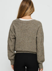 Daelan Wrap Knit Cardigan Brown