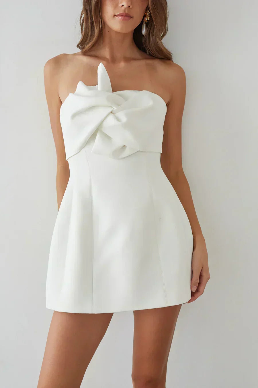 Alix Strapless Twist Front Bubble Mini Dress
