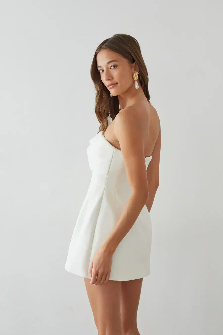 Alix Strapless Twist Front Bubble Mini Dress