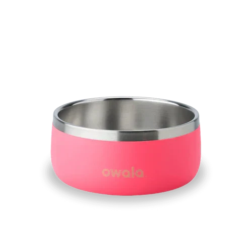 Owala Pet Bowl - Durable Stainless Steel, Food and Water Bowl for Dogs, Cats, and All Pets, Non-Slip Base, 48oz, Pink