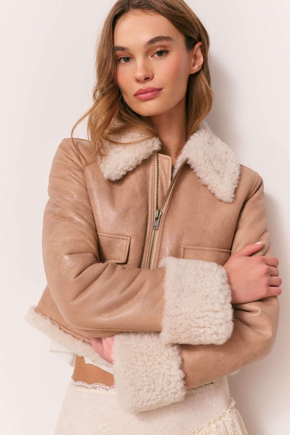 Pansy Cropped Shearling Jacket